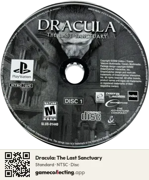 Dracula: The Last Sanctuary PlayStation, NTSC disc