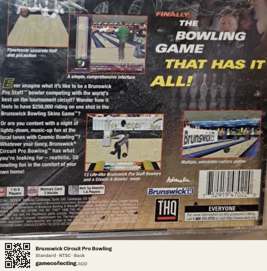 Brunswick Circuit Pro Bowling PlayStation, NTSC box back