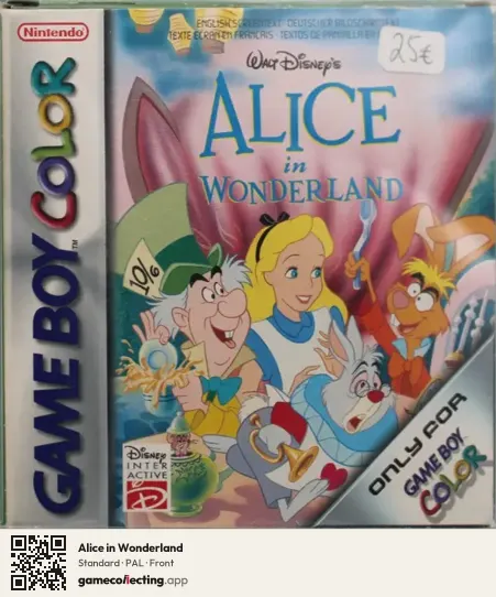 Alice in Wonderland Game Boy Color, PAL box front