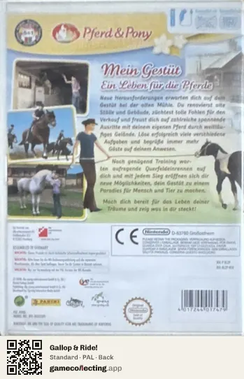 Gallop & Ride! Nintendo Wii, PAL box back