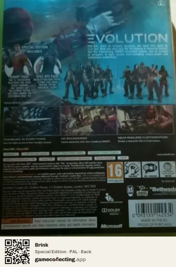 Brink Xbox 360, PAL box back