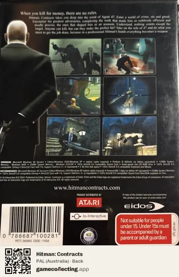 Hitman: Contracts Computer, Australia box back