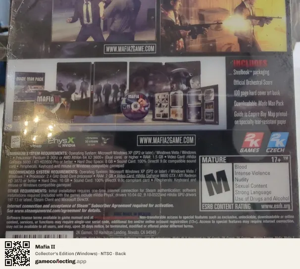Mafia II Computer, NTSC box back