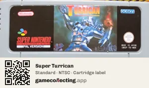Super Turrican Super Nintendo Entertainment System, NTSC cartridge label