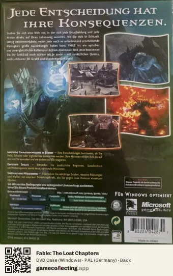 Fable: The Lost Chapters Computer, Germany box back