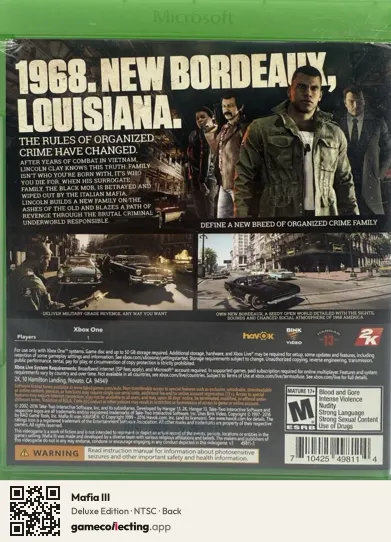 Mafia III Xbox One, NTSC box back