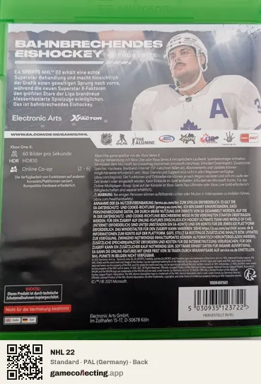 NHL 22 Xbox One, Germany box back