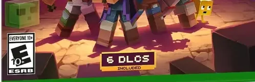 Minecraft Dungeons, the ESRB box on its front