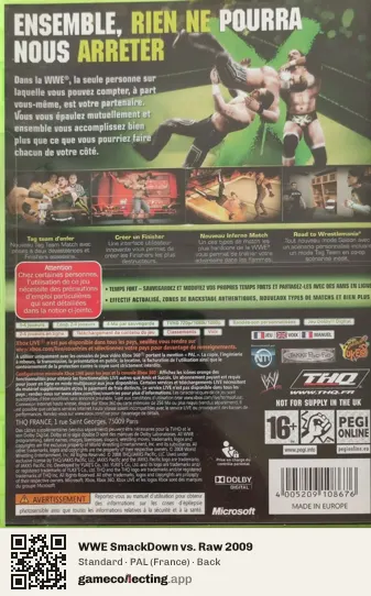 WWE SmackDown vs. Raw 2009 Xbox 360, France box back