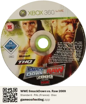 WWE SmackDown vs. Raw 2009 Xbox 360, PAL disc