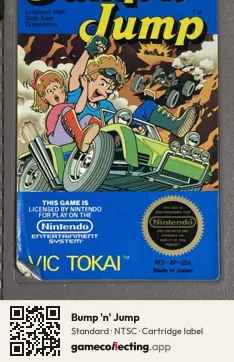 Bump 'n' Jump Nintendo Entertainment System, NTSC cartridge label