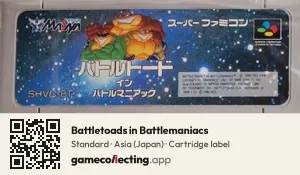 Battletoads in Battlemaniacs Super Nintendo Entertainment System, Asia cartridge label