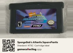 SpongeBob's Atlantis SquarePantis Game Boy Advance, NTSC cartridge label