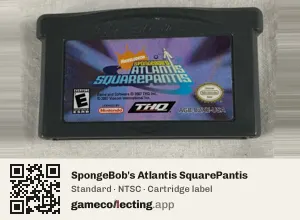 SpongeBob's Atlantis SquarePantis Game Boy Advance, NTSC cartridge label