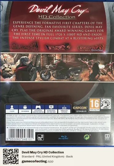 Devil May Cry HD Collection PlayStation 4, United Kingdom box back