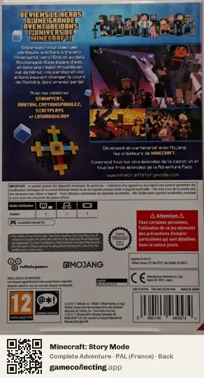 Minecraft: Story Mode Nintendo Switch, France box back