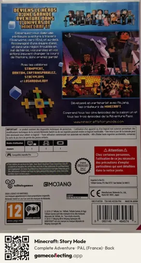 Minecraft: Story Mode Nintendo Switch, France box back