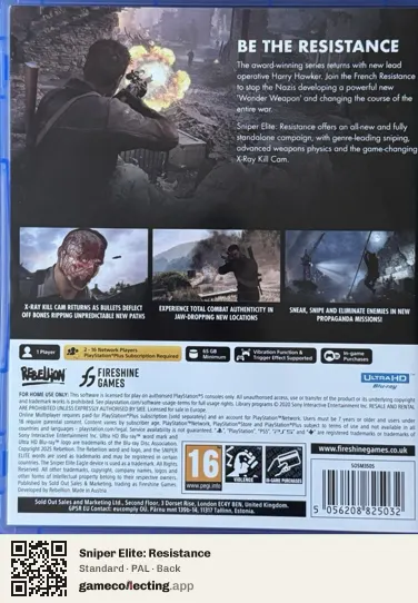 Sniper Elite: Resistance PlayStation 5, PAL box back