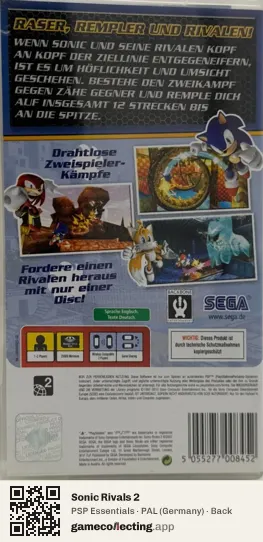 Sonic Rivals 2 PlayStation Portable, Germany box back