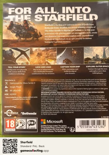Starfield Xbox Series X, PAL box back
