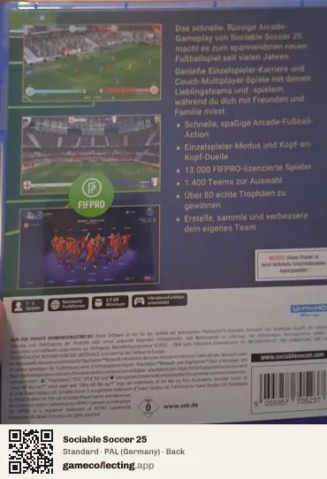 Sociable Soccer 25 PlayStation 5, Germany box back