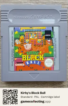 Kirby's Block Ball Game Boy, PAL cartridge label