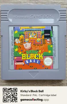 Kirby's Block Ball Game Boy, PAL cartridge label