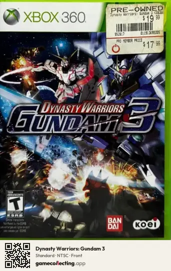 Dynasty Warriors: Gundam 3 Xbox 360, NTSC box front