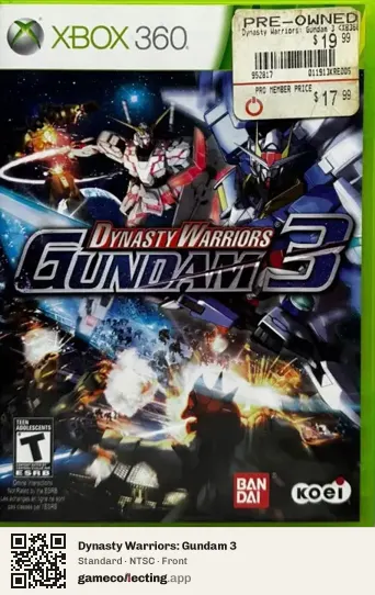 Dynasty Warriors: Gundam 3 Xbox 360, NTSC box front