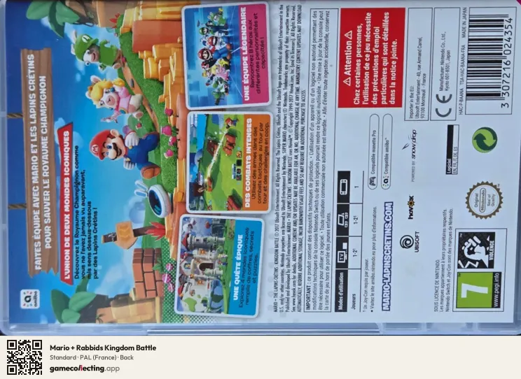 Mario + Rabbids Kingdom Battle Nintendo Switch, France box back