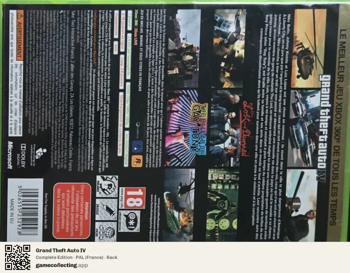 Grand Theft Auto IV Xbox 360, France box back