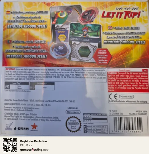 Beyblade: Evolution Nintendo 3DS, PAL box back