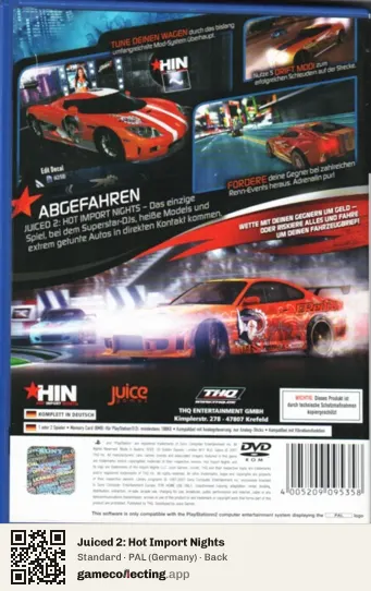 Juiced 2: Hot Import Nights PlayStation 2, Germany box back