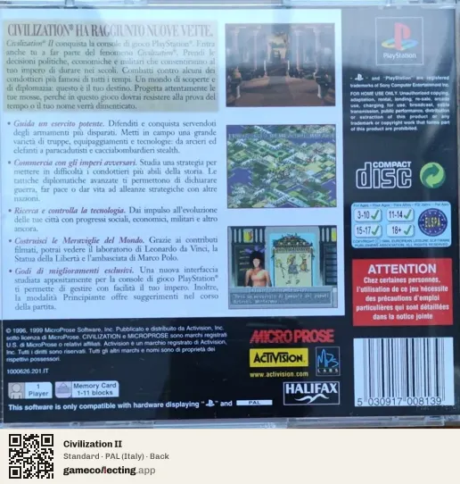 Civilization II PlayStation, Italy box back