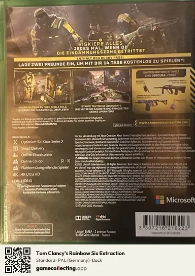 Tom Clancy's Rainbow Six Extraction Xbox Series X, Germany box back