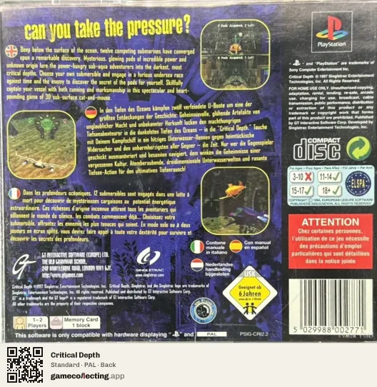 Critical Depth PlayStation, PAL box back
