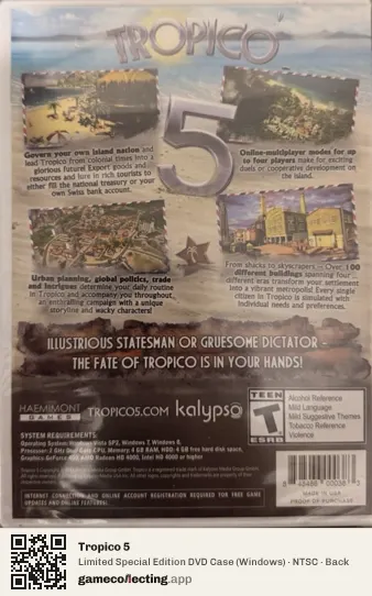 Tropico 5 Computer, NTSC box back