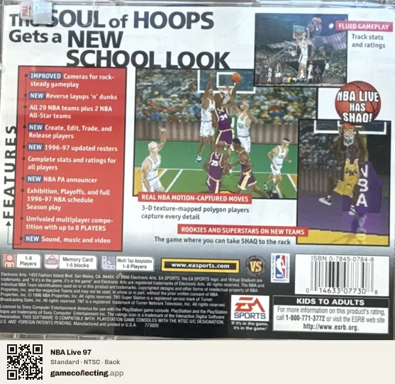 NBA Live 97 PlayStation, NTSC box back