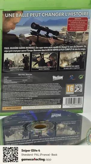 Sniper Elite 4 Xbox One, France box back