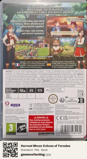 Harvest Moon: Echoes of Teradea Nintendo Switch, PAL box back