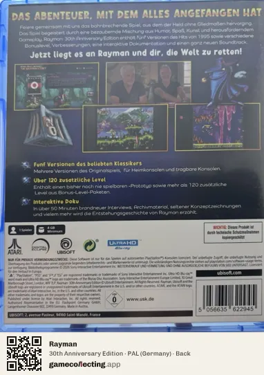 Rayman PlayStation 5, Germany box back