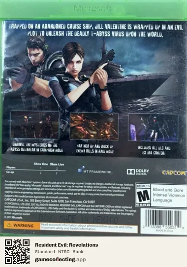 Resident Evil: Revelations Xbox One, NTSC box back
