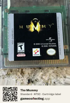 The Mummy Game Boy Color, NTSC cartridge label