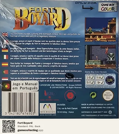 Fort Boyard Game Boy Color, PAL box back
