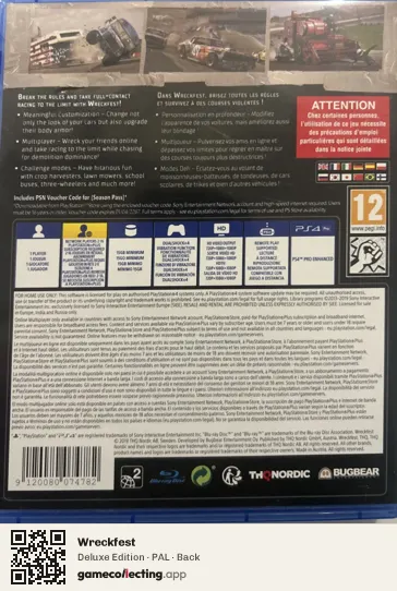 Wreckfest PlayStation 4, PAL box back