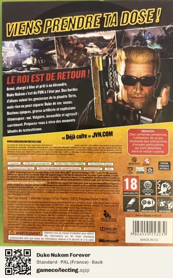 Duke Nukem Forever Xbox 360, France box back