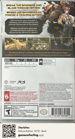 Starbites Nintendo Switch, NTSC box back