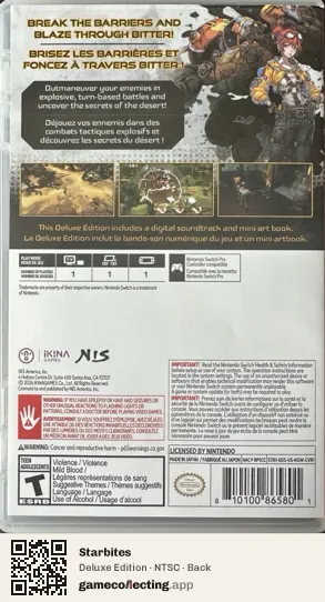Starbites Nintendo Switch, NTSC box back