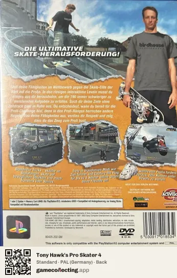 Tony Hawk's Pro Skater 4 PlayStation 2, Germany box back
