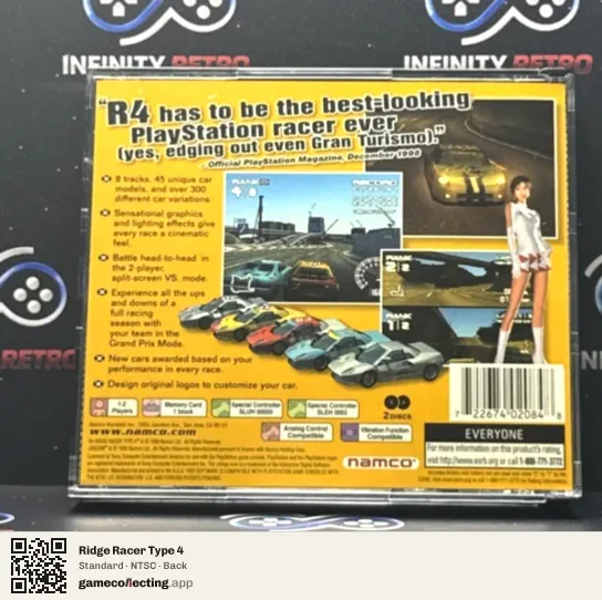 Ridge Racer Type 4 PlayStation, NTSC box back